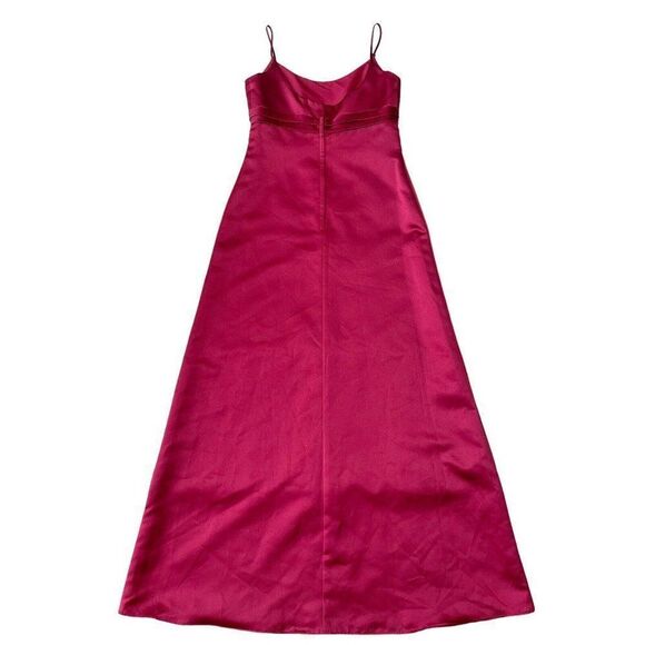 Vintage Maroon spagetti strap satin Formal Bridal long ball gown size 6 - Picture 8 of 10